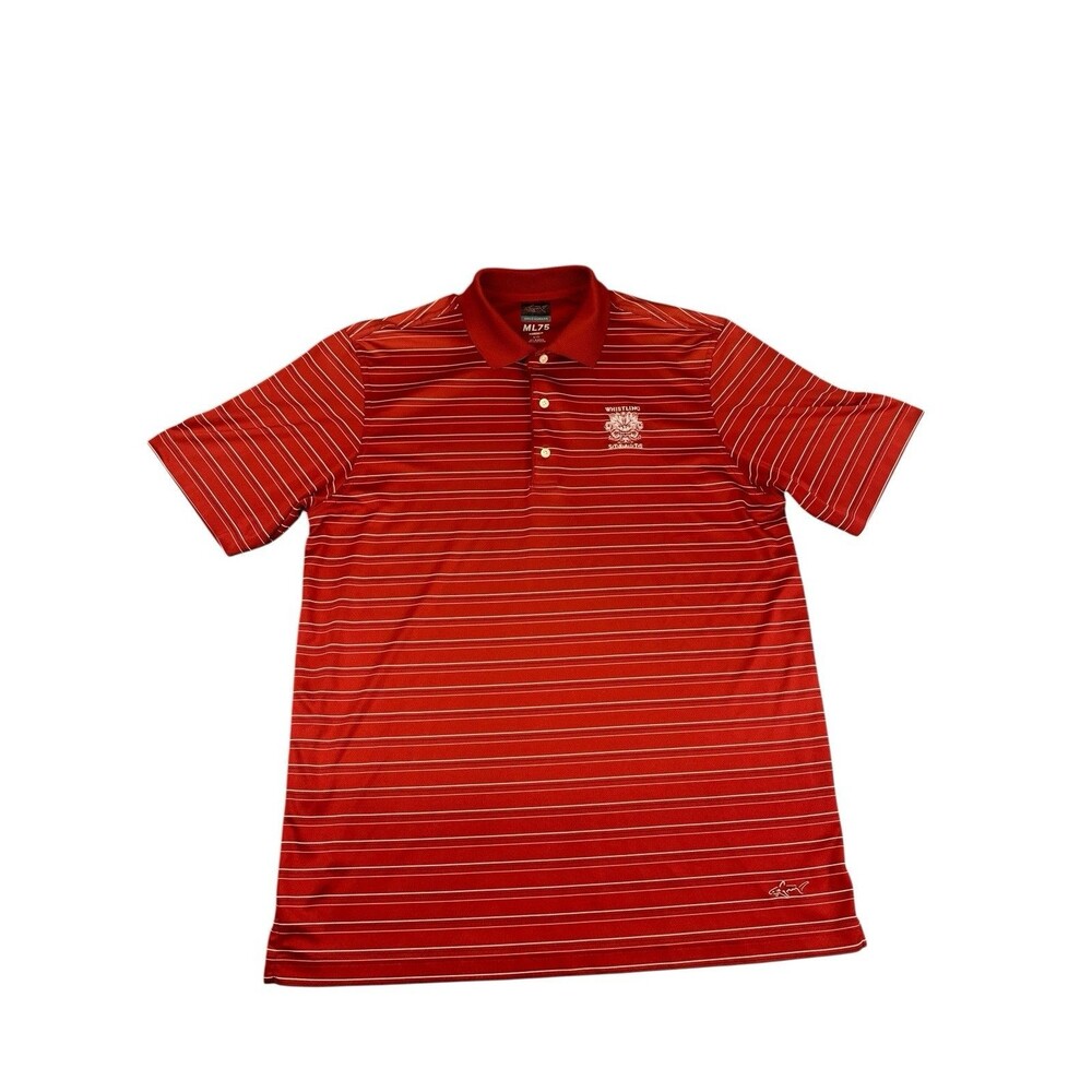 Greg Norman Whistling Straits Golf Polo Shirt, Red Striped, Men's Size Large